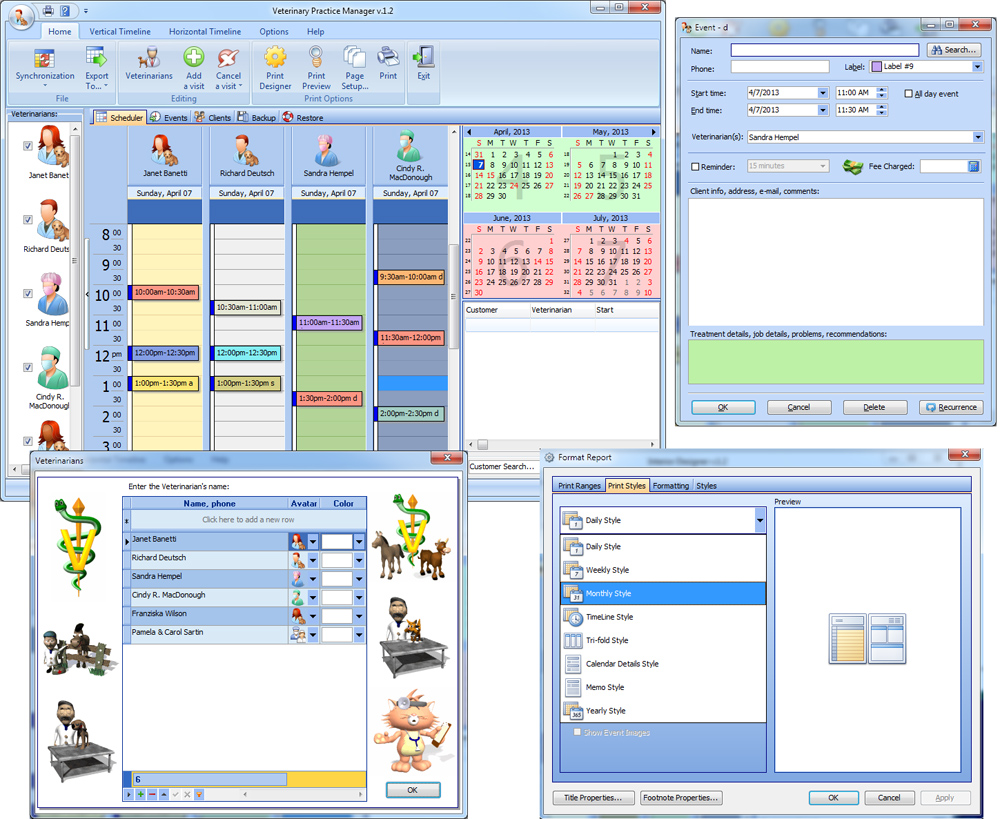 Click to view Vet Practice Manager for Workgroup 1.2 screenshot